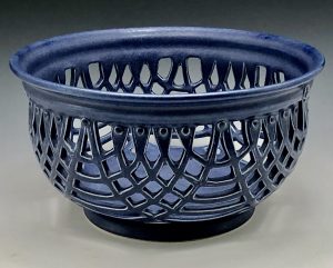 Maria Palotas blue-glazed bowl with piercing